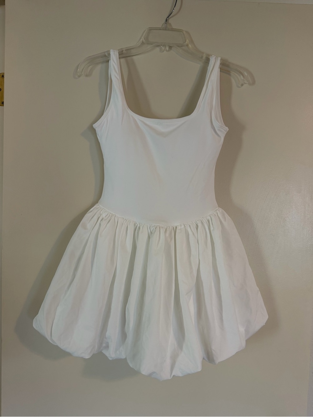 Women's White Active Tank Dress with Bubble Skirt